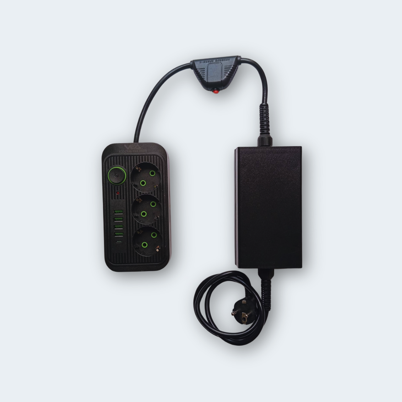 Surge protector with spin polarization to initiate aquacorrection (Triple Socket + USB) 3kW