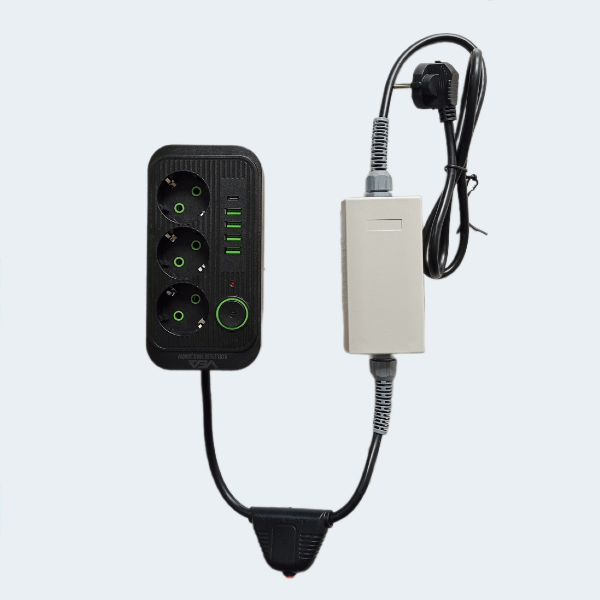 Surge protector with spin polarization to initiate aquacorrection (Triple Socket + USB) 3kW